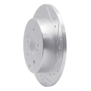 Toyota Prius V Brake Rotor (1) - Rear Right - R1 Concepts - Drilled & Slotted - Silver - `12-`20